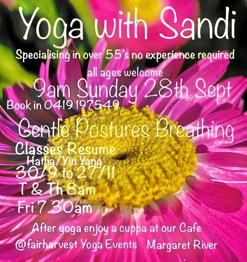 Yoga classes for over 55s, Margaret River.