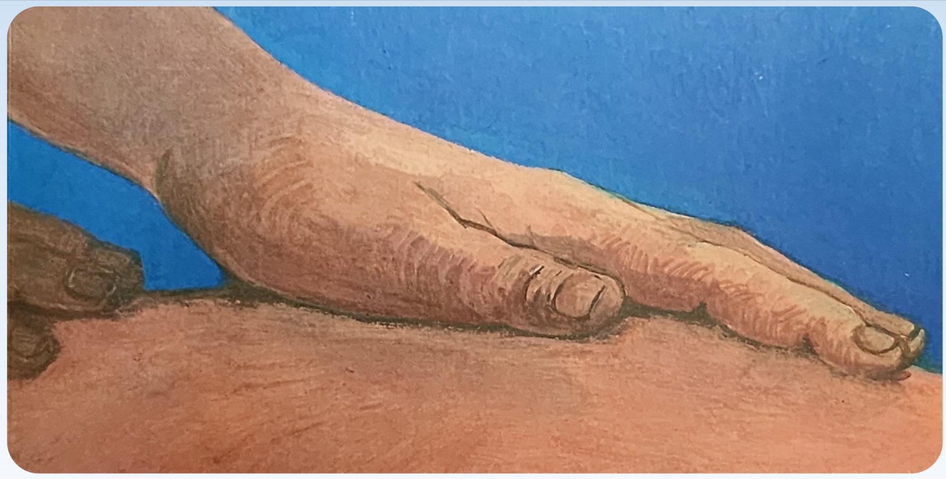 Artwork of hand resting on a surface.